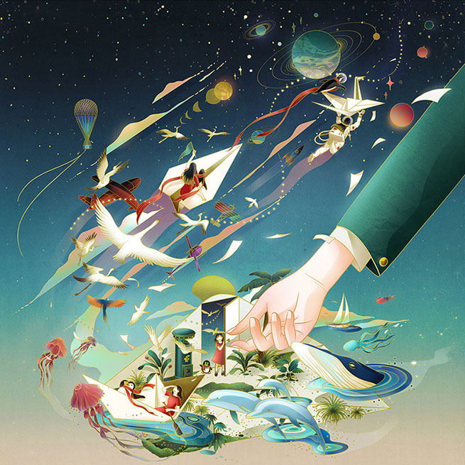 腾讯QQ x 中国邮政 - 时光邮局 Daydreaming 2019. DongQiu-Chinese illustrator