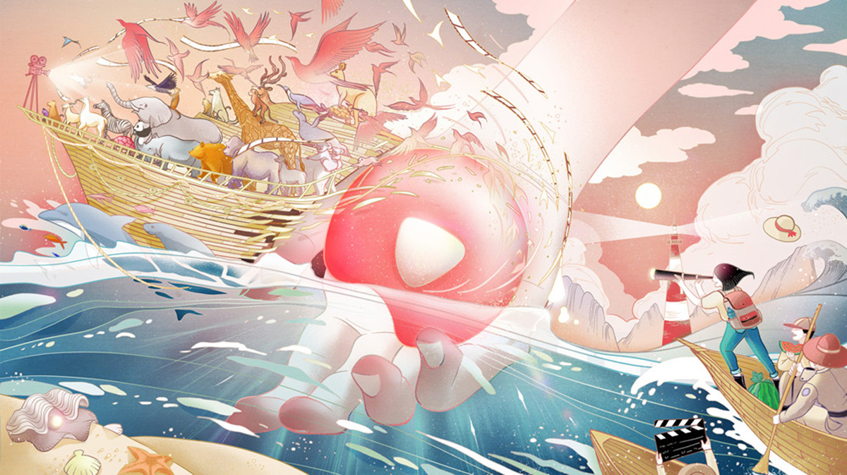 西瓜视频 - “珍珠，精彩鲜活皆因你”宣传海报 2019. DongQiu-Chinese illustrator