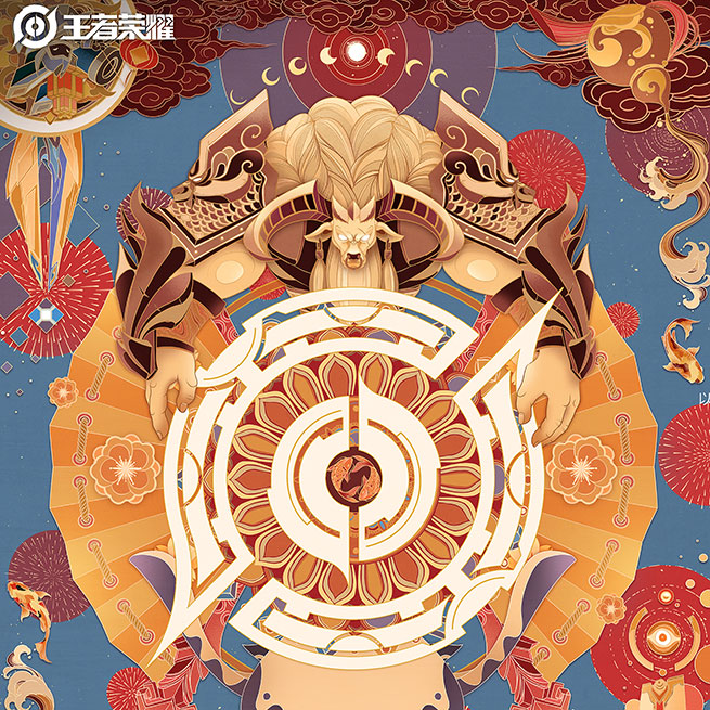 王者荣耀2021节历封面包装插画. DongQiu-Chinese illustrator